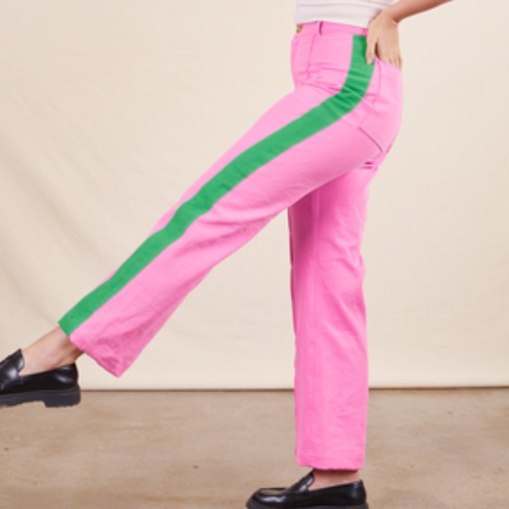 Big Bud Press cavalry pants: bubblegum pink w/ green stripe 💖💚